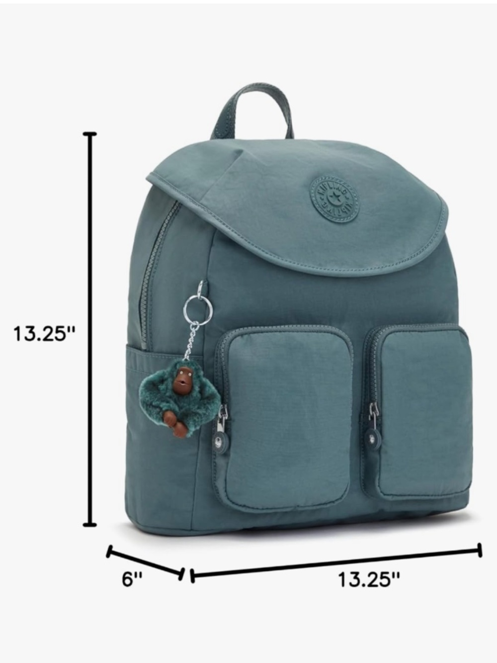 Kipling Fiona Teal Lightaloet Backpack Medium - Picture 14 of 16